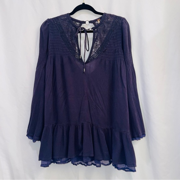 Free People One Night Bohemian Mini Dress Tunic Women's Sz Small - Picture 2 of 9